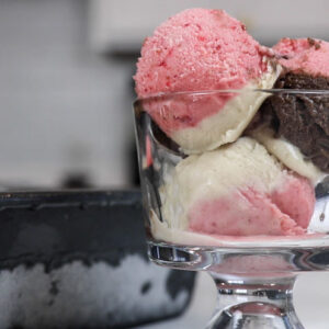 raspberry chocolate chip nice cream