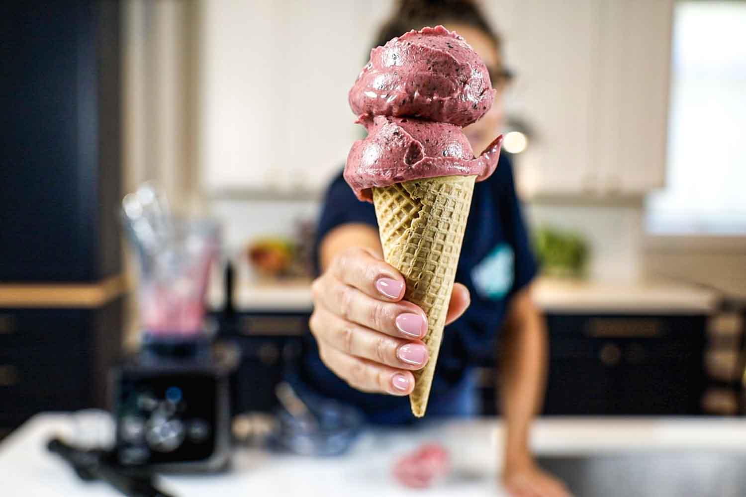 raspberry chocolate chip nice cream