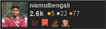 profile for niamulbengali on Stack Exchange, a network of free, community-driven Q&A sites