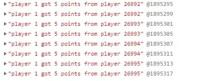 Chrome dev tools heap snapshot showing pairs of identical string values with different reference IDs