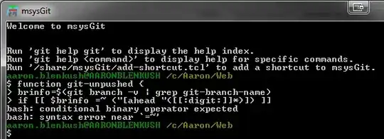 Screenshot of equals tilde (=~) operator failing