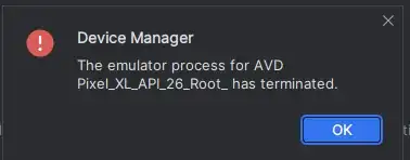 Error thrown when running an emulator