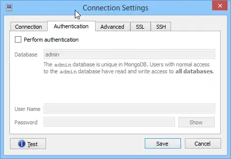 Authentication tab