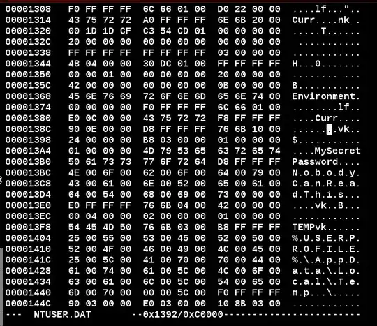 hexdump of NTUSER.DAT