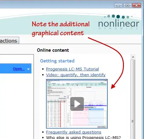 Help pane inside the application