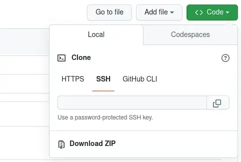 Screenshot showing "Download ZIP" button