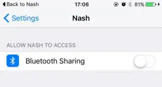Bluetooth Sharing permissions