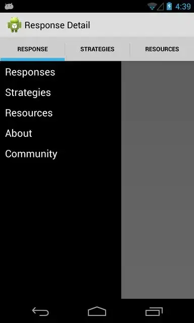 Sliding menu under action bar tabs