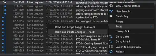 Right-click on the desired commit and select "Reset → Reset and Delete Changes (--hard)