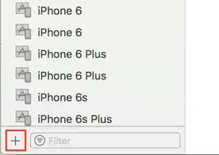 Plus sign in the lower-left corner