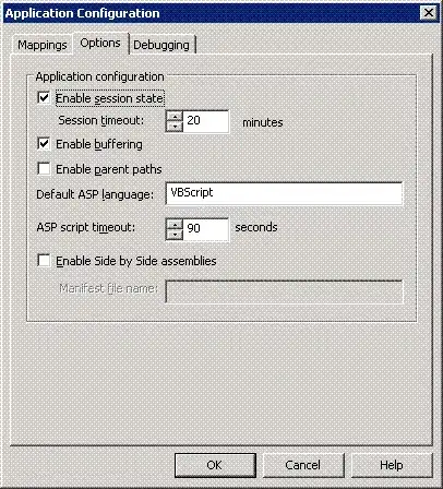 picture of IIS dialog