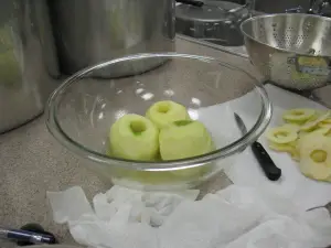 Preparing Apples for Drying- Peeled Apples