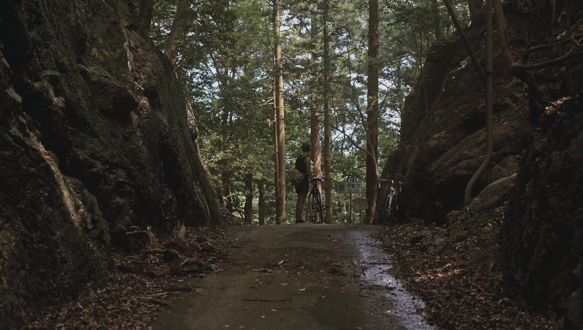 Rek with a bike standing in a mountain top pass
