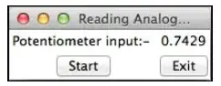 Python Gui interface reading real-time value from analog 0