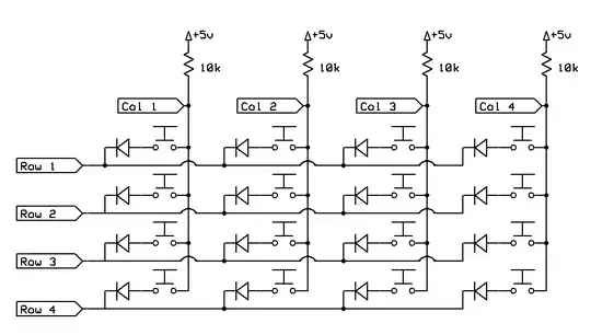 Keypad matrix with diodes