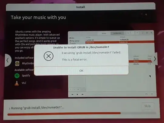 Picture of the error message