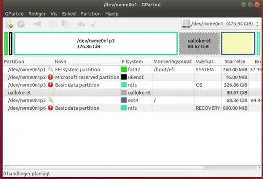 Screenshot of GParted