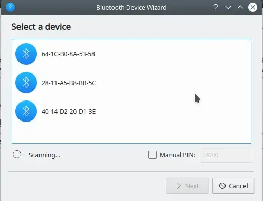 Screenshot of Bluetooth Device Wizard