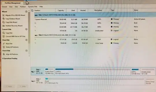 Partition table of both drives