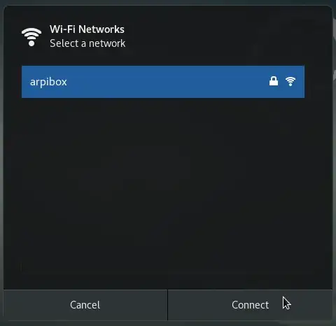 wifi selection dialog