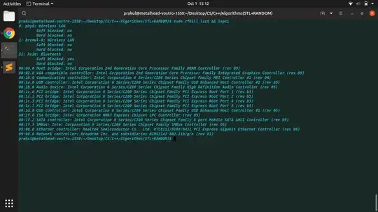 the terminal after running the command