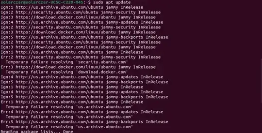 screenshot of terminal running apt update, part 1