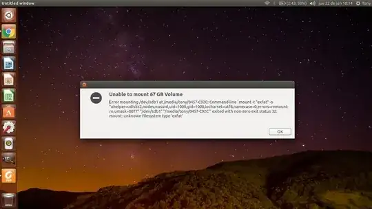 SCreenshot with the message