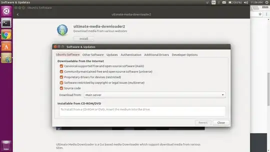Software & Updates dialog - Download from: main server