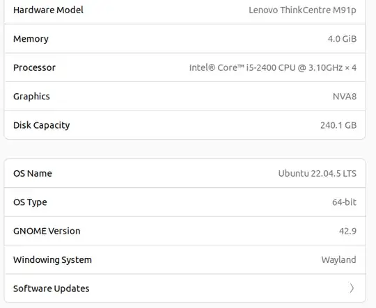screen shot of newer computer device properties