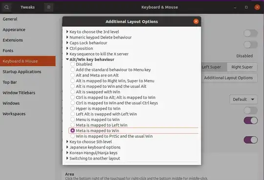 Screenshot of additional layout options