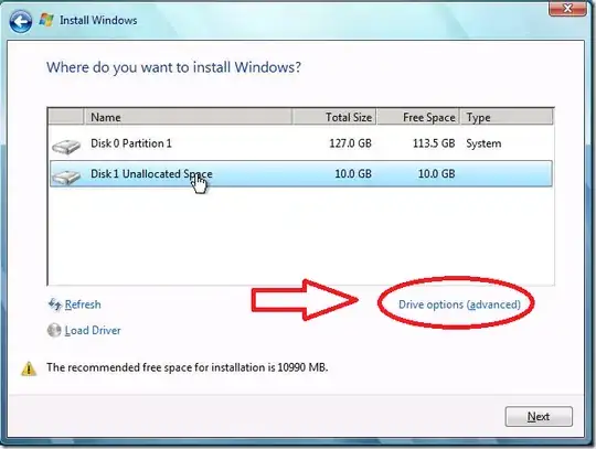 Click on Advanced Drive settings