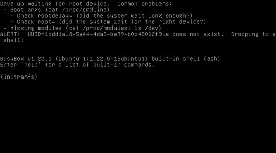 Screenshot of the error