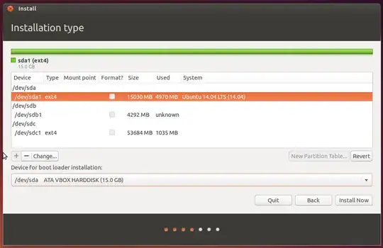 Installation type gparted menu screen