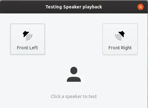 Sound test screen showing left and right buttons enabled