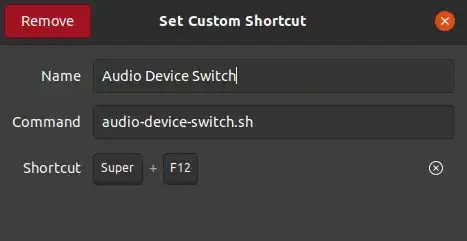 shortcut dialog