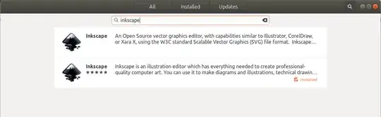 Ubuntu Software window with two Inkscape packages, with different descriptions but same name and icon