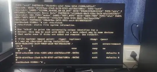 output of cat /etc/fstab/