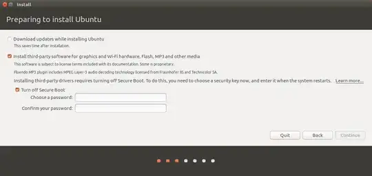 Screenshot of installation program