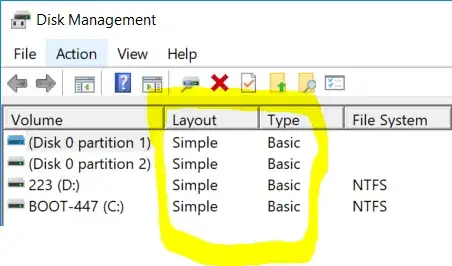 Screenshot from Disk Management