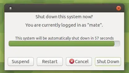 Ubuntu MATE 18.04 LTS asks for action after pressing power button