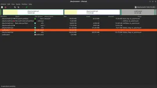 Screenshot of Gparted window