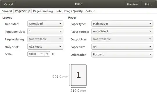 Print Page Setup Settings