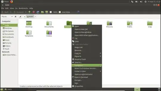 selecting Compress action in Caja