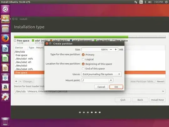 partition type dialog