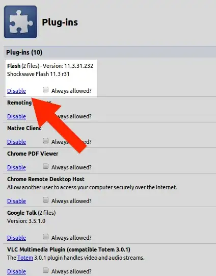 Chrome plugins dialog