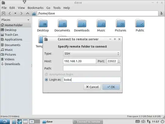SSH connection screen