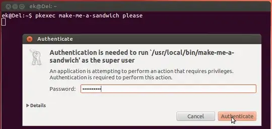 Running a command in a terminal with pkexec.