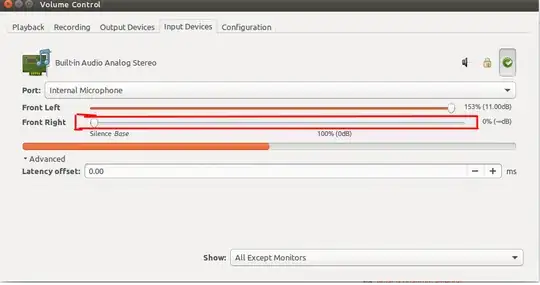 Volume Control settings, Front Right slider all the way down