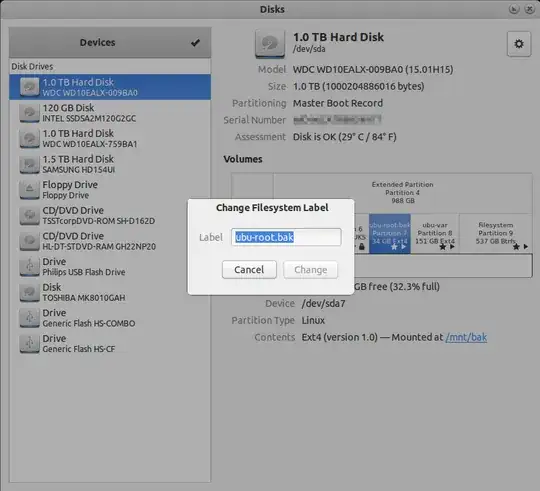 Gnome Disks rename dialogue
