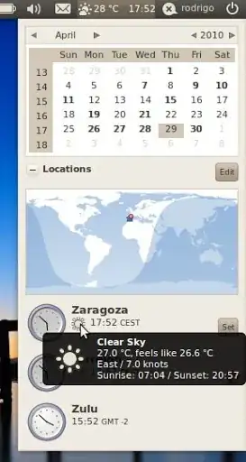 Calendar with world map and timezones.